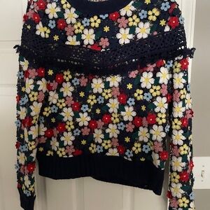 Sea New York Floral Knit Sweater - Navy and Multicolor